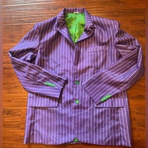 Spirit Halloween Joker Blazer Coat Adult XL Purple Pinstripe Comic Con Cosplay